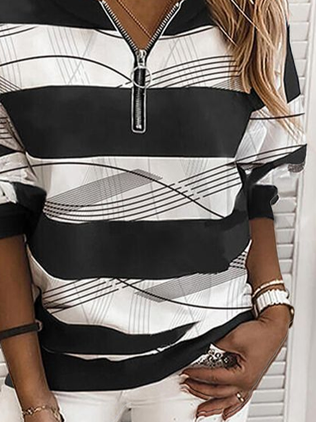 Damen Abstrakt Rundhals Print Lässig Frühling/Herbst Langarm Sweatshirt