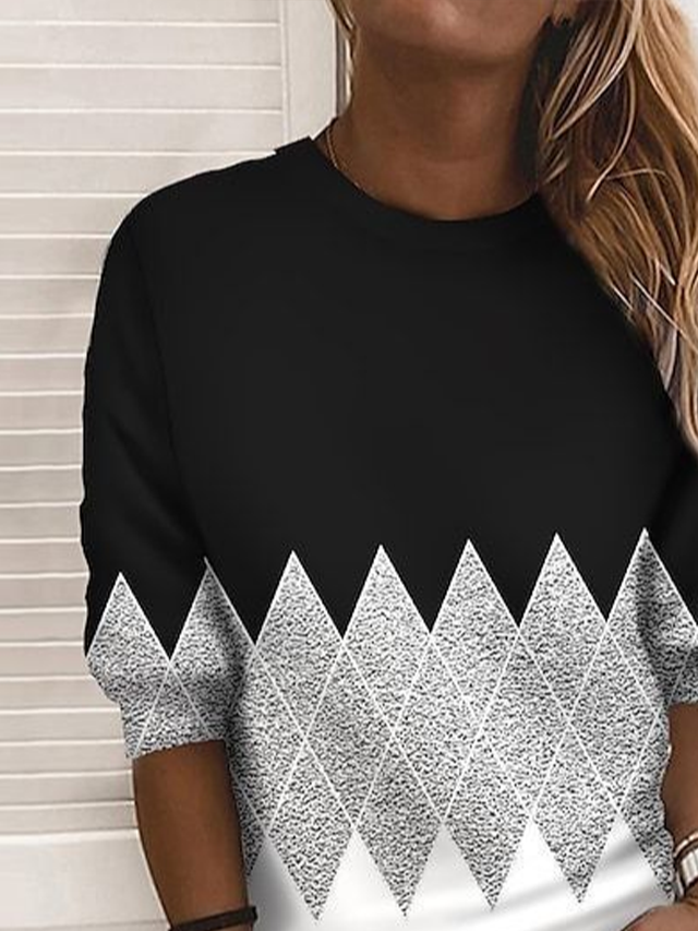 Damen Abstrakt Rundhals Print Lässig Frühling/Herbst Langarm Sweatshirt
