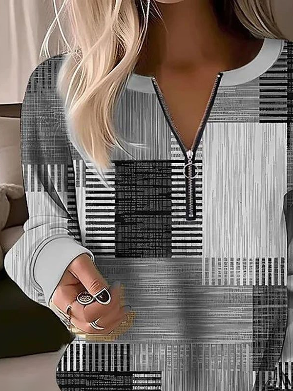 Damen Abstrakt Rundhals Print Lässig Frühling/Herbst Langarm Sweatshirt