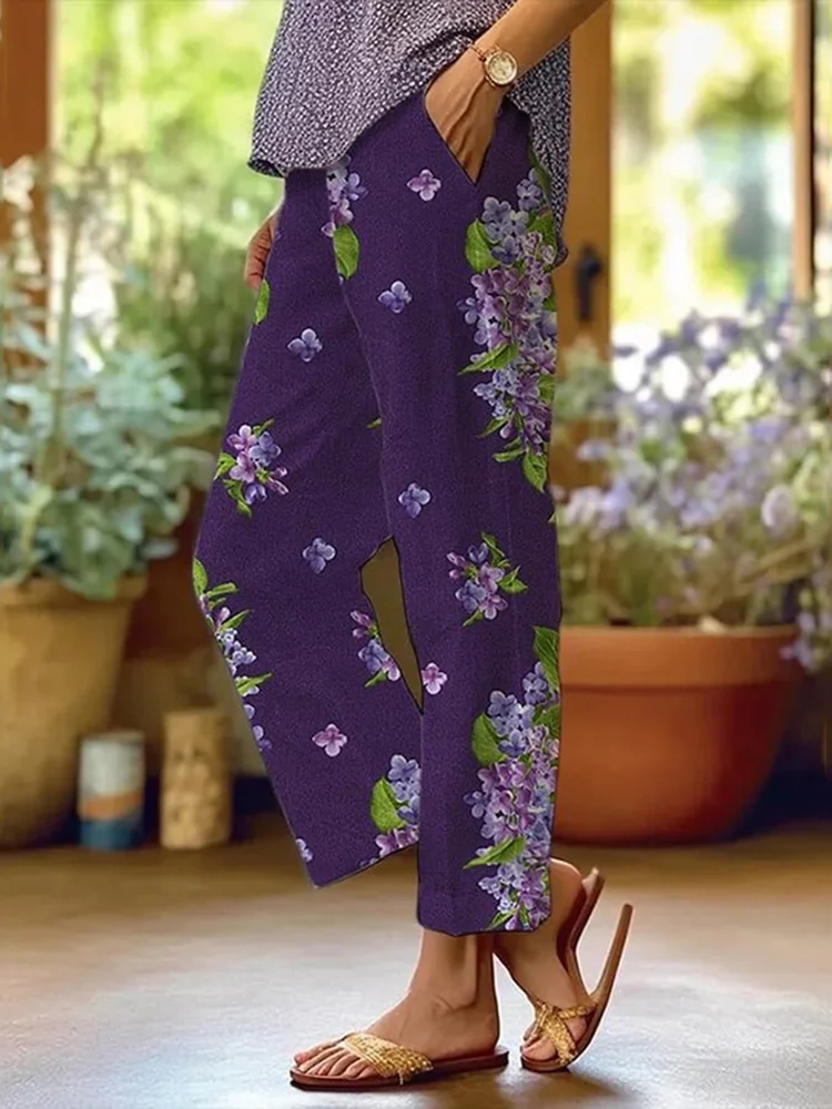 Damen Geblümt Lang Hose Lässig Frühling/Herbst Hose