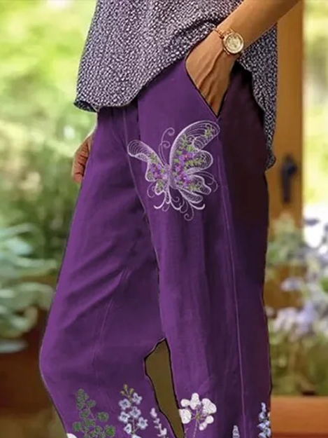 Damen Geblümt Lang Hose Lässig Frühling/Herbst Hose