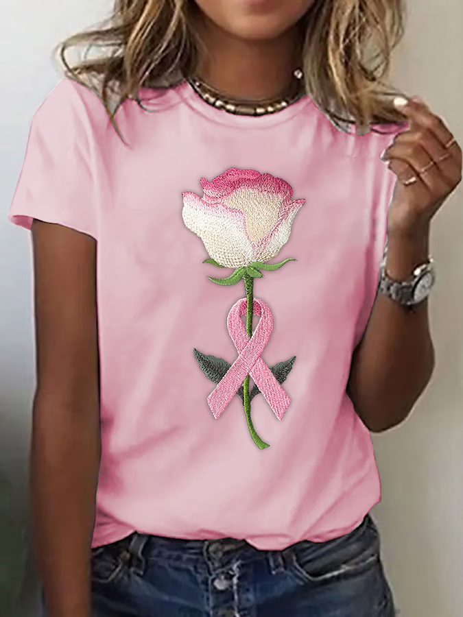 Damen Geblümt Kurzarm T-Shirts T-Shirt Rundhals Print Lässig Sommer T-Shirt mit Grafik Oberteile