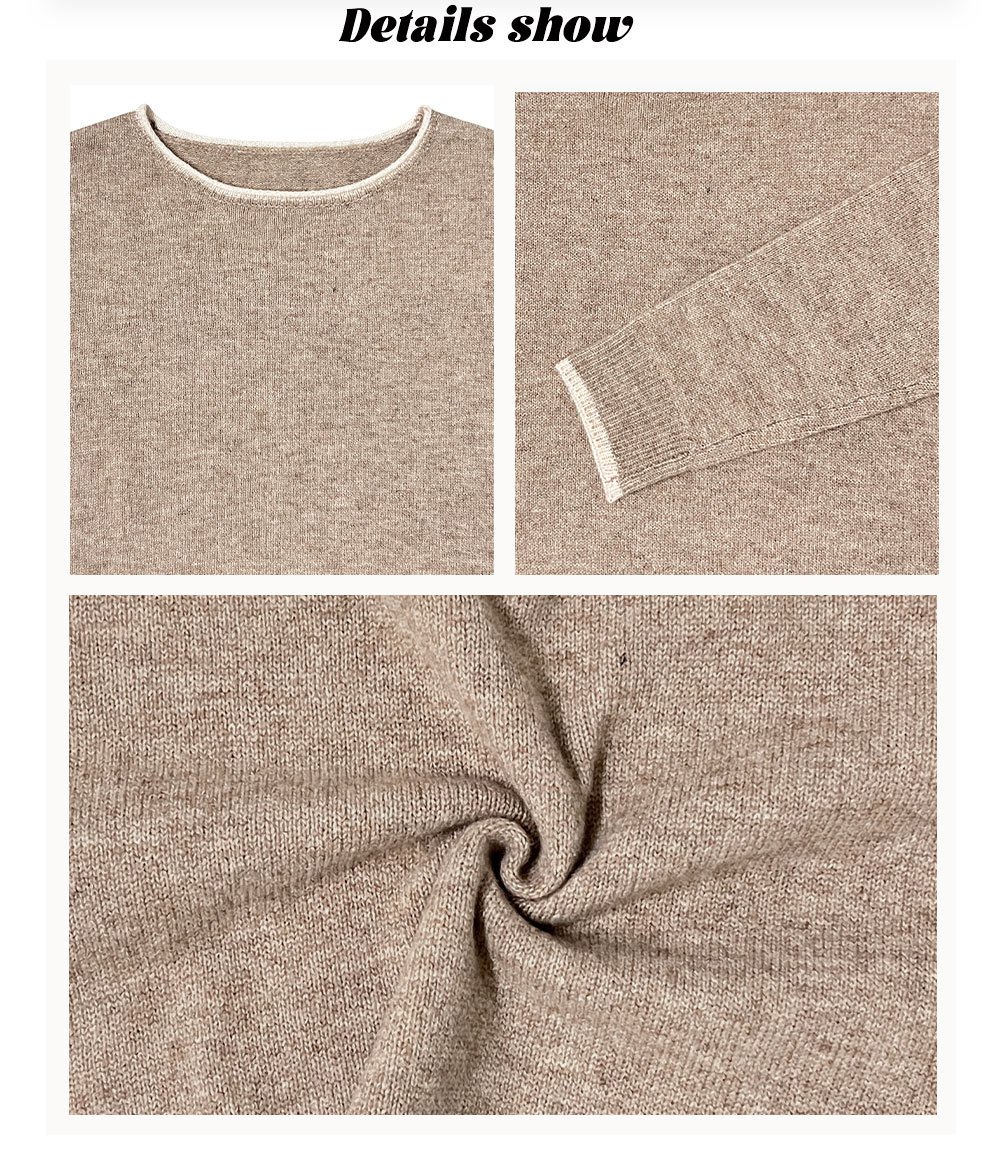 Damen Unifarben Nahtverarbeitung Winter Straße Langarm Rundhals Pullover