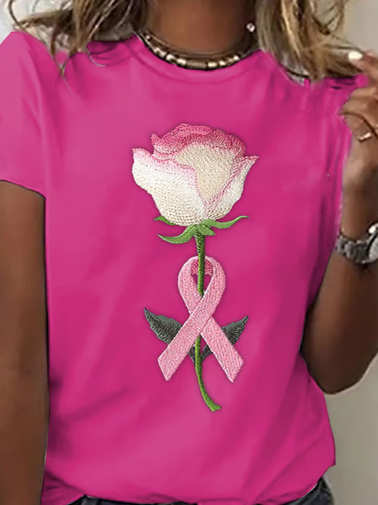 Damen Geblümt Kurzarm T-Shirts T-Shirt Rundhals Print Lässig Sommer T-Shirt mit Grafik Oberteile