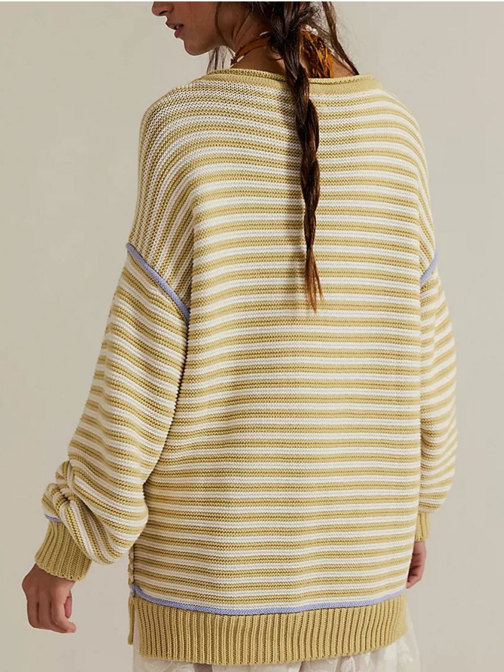 Damen Gestreift Nahtverarbeitung Winter Straße Langarm Rundhals Pullover