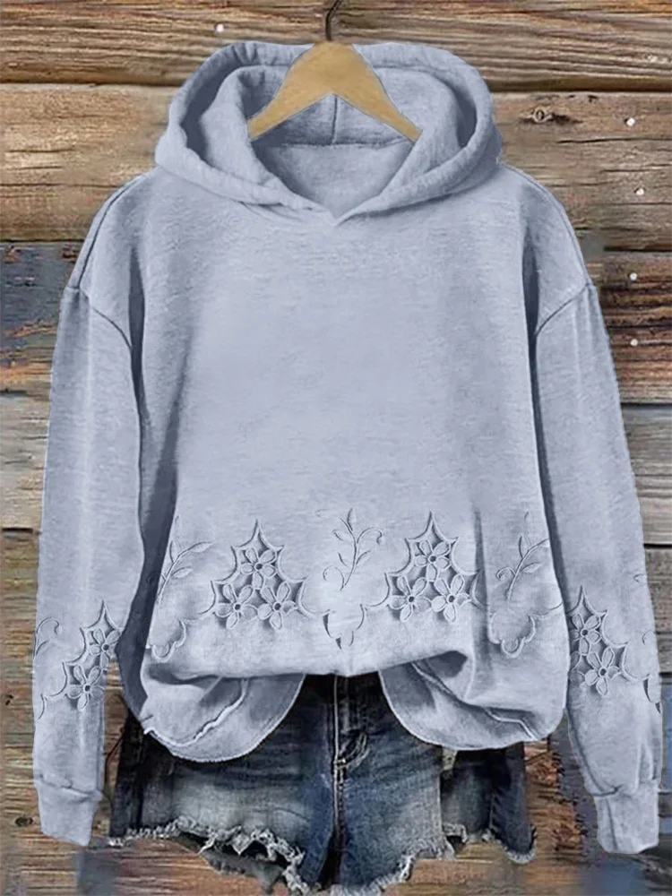 Damen Geblümt Frühling/Herbst Print Langarm Lässig Täglich Kapuze
