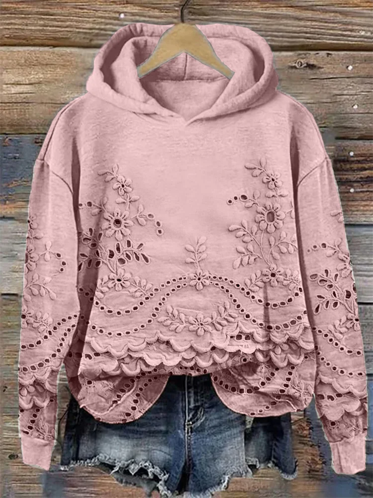 Damen Geblümt Frühling/Herbst Print Langarm Lässig Täglich Kapuze