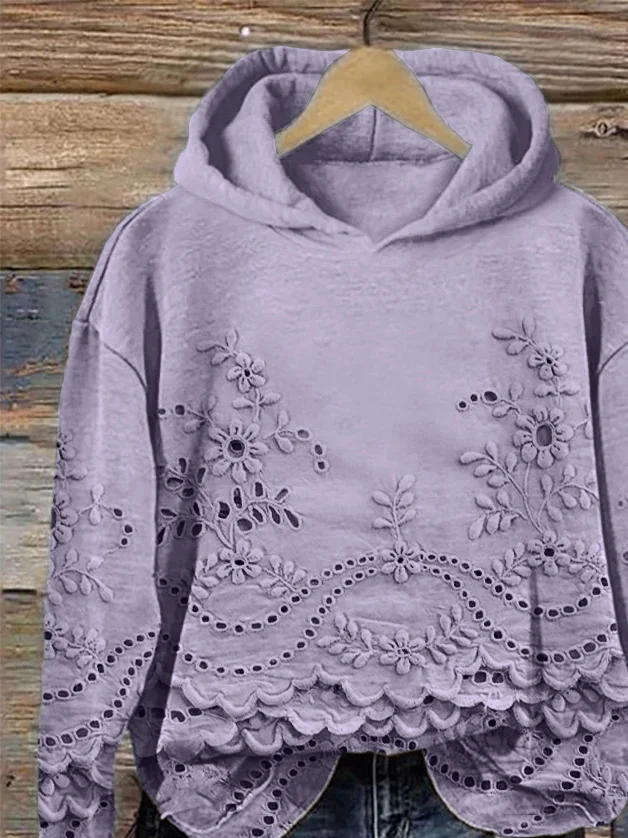 Damen Geblümt Frühling/Herbst Print Langarm Lässig Täglich Kapuze
