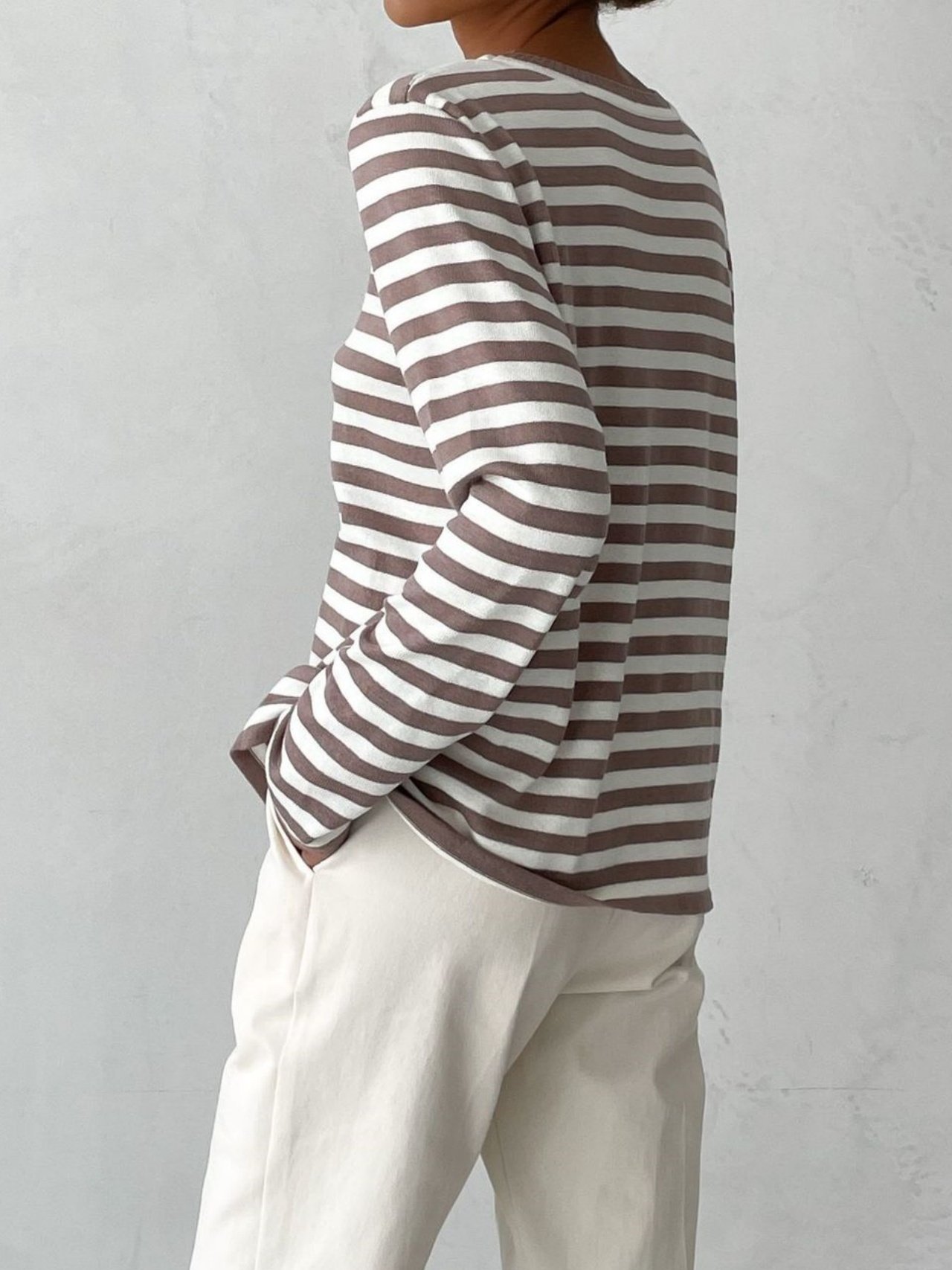 Damen Gestreift Nahtverarbeitung Frühling/Herbst Straße Langarm Rundhals Pullover