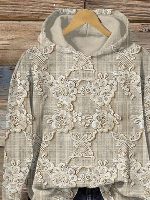 Damen Geblümt Frühling/Herbst Print Langarm Lässig Täglich Kapuze