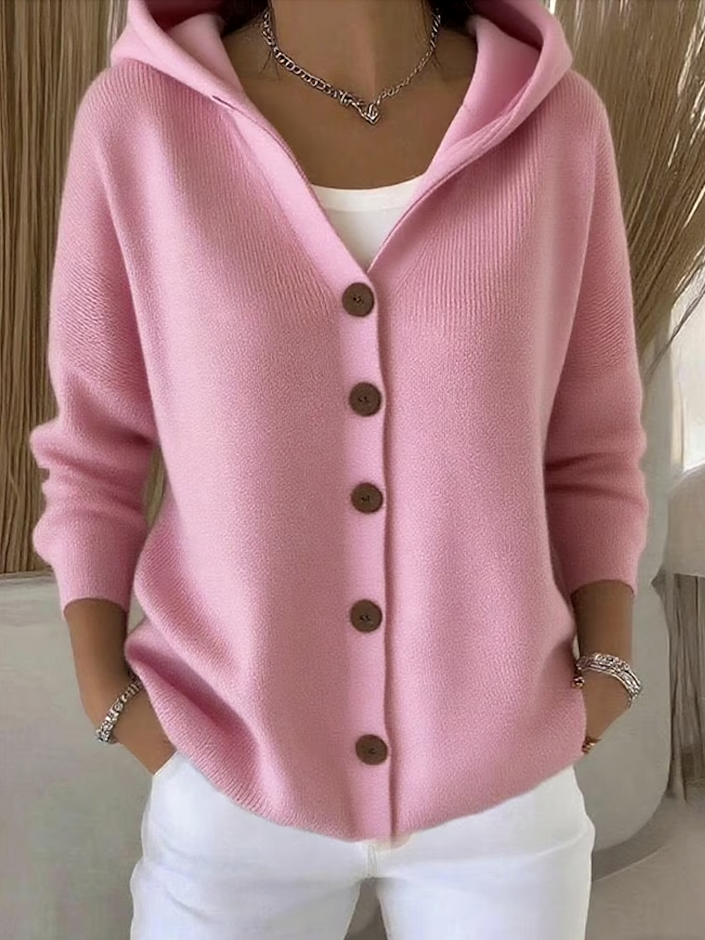 Damen Unifarben Langarm Kapuze Lässig Frühling/Herbst Strickjacke Oberbekleidung