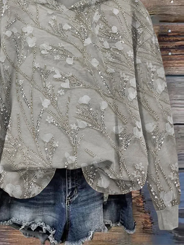 Damen Geblümt Frühling/Herbst Print Langarm Lässig Täglich Kapuze