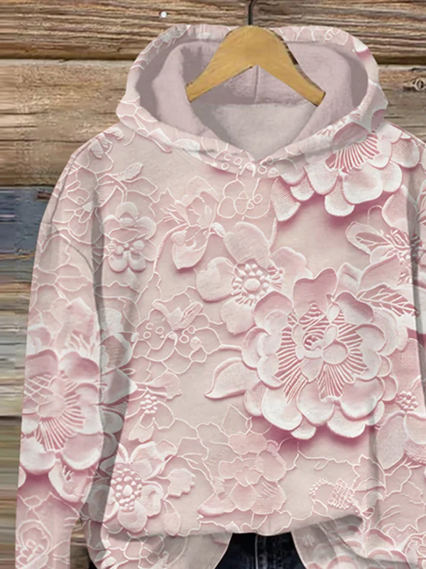 Damen Geblümt Frühling/Herbst Print Langarm Lässig Täglich Kapuze