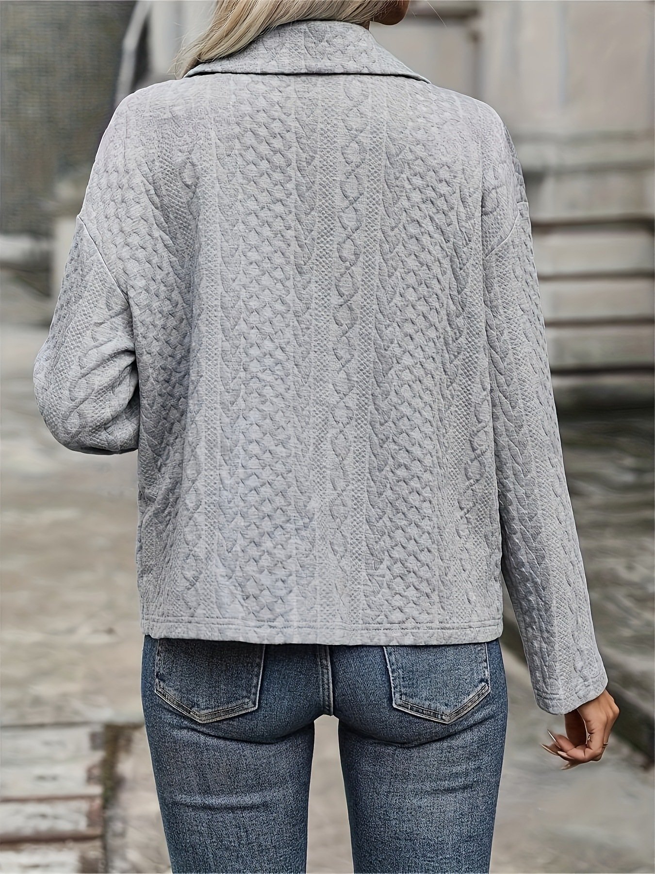 Damen Frühling/Herbst Oberbekleidung Retro Jacquard Unifarben Langarm Schalkragen Jacke