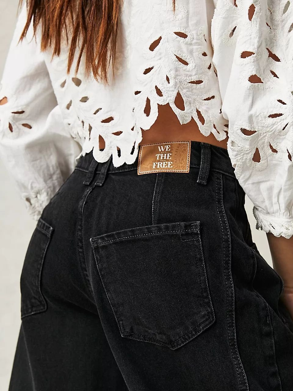 Schnalle Baumwolle Weit Lässig Damen Weit Hose mit Weitem Bein Mitte-niedrig Erheben Gewaschen Krummsäbel Hose Jeans