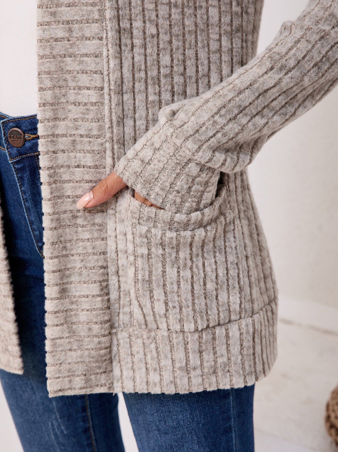 Damen Unifarben Frühling/Herbst Aufdecken Retro Nahtverarbeitung Leicht Strickjacke