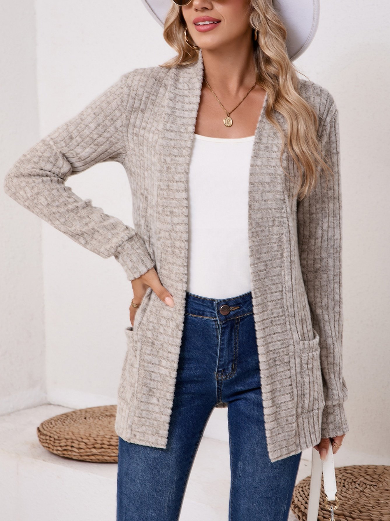Damen Unifarben Frühling/Herbst Aufdecken Retro Nahtverarbeitung Leicht Strickjacke