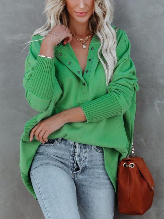 Damen Unifarben Kapuze Nahtverarbeitung Retro Frühling/Herbst Langarm Sweatshirt