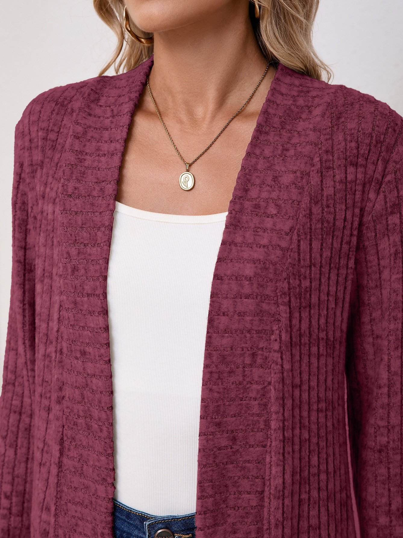 Damen Unifarben Frühling/Herbst Aufdecken Retro Nahtverarbeitung Leicht Strickjacke