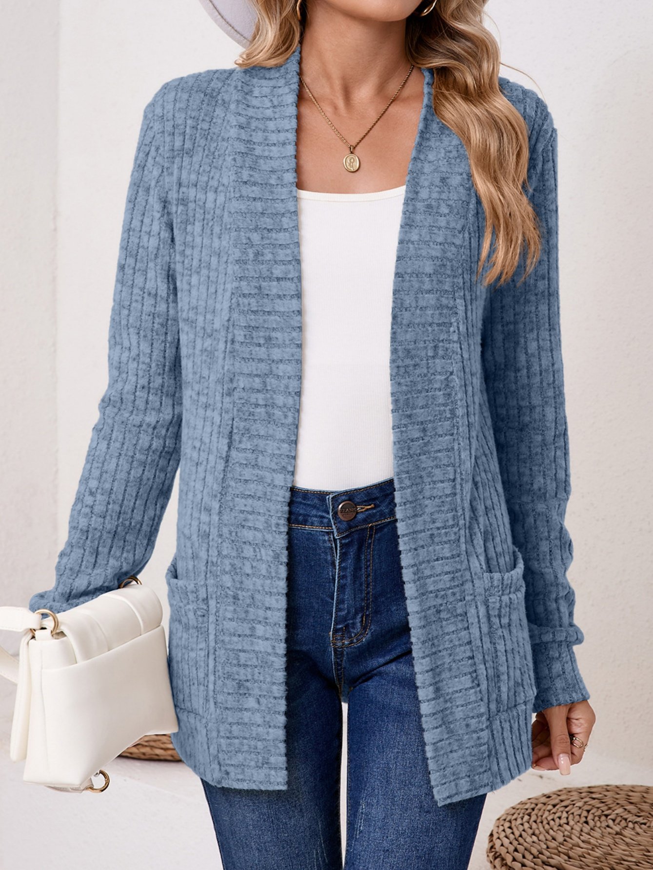Damen Unifarben Frühling/Herbst Aufdecken Retro Nahtverarbeitung Leicht Strickjacke