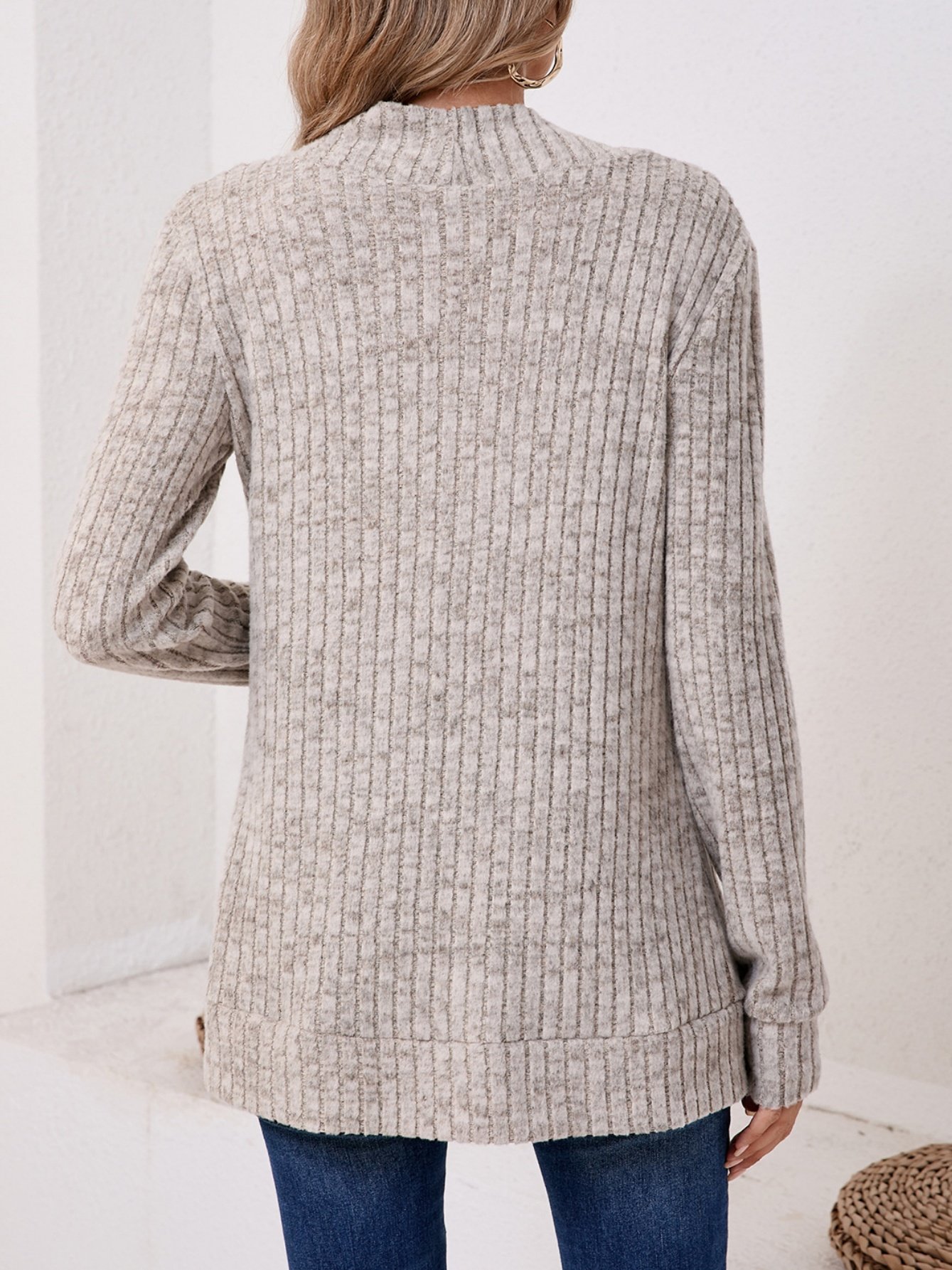 Damen Unifarben Frühling/Herbst Aufdecken Retro Nahtverarbeitung Leicht Strickjacke