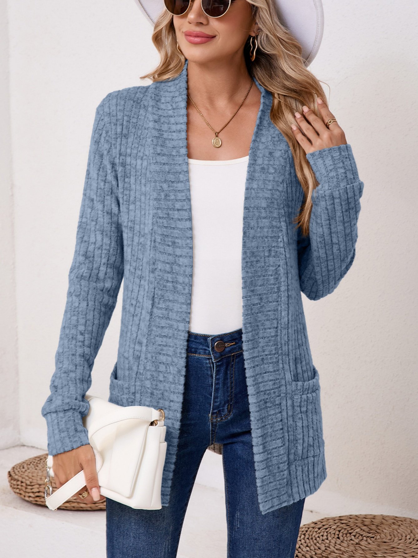 Damen Unifarben Frühling/Herbst Aufdecken Retro Nahtverarbeitung Leicht Strickjacke