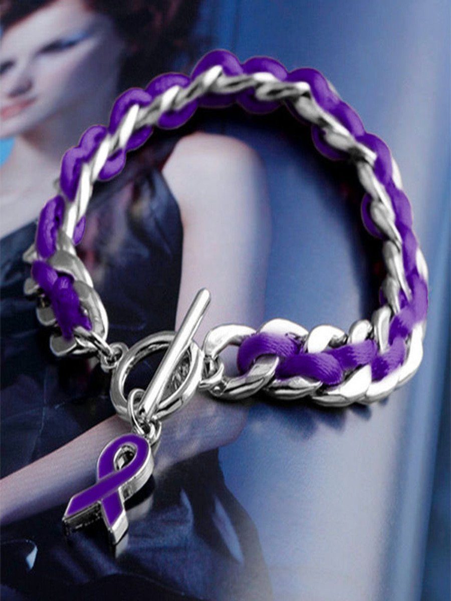 Alzheimer's Krankheit Galvanisiert Legierung Kette Seil Geflochten Liebe Klein Geschenk Wohltätigkeit Armband Lila Band Armband