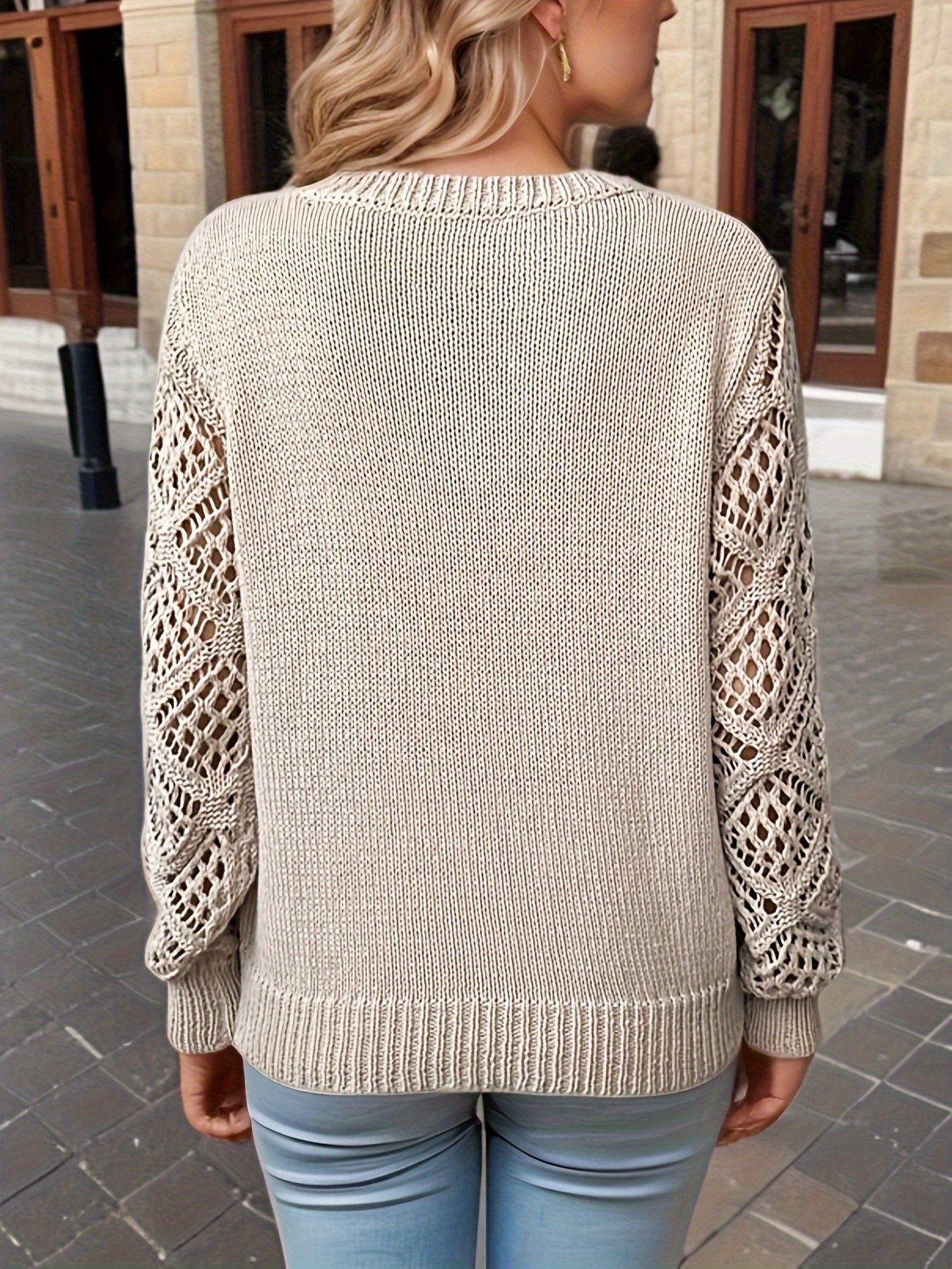 Damen Unifarben Jacquard Winter Lässig Langarm V-Ausschnitt Wolle Pullover