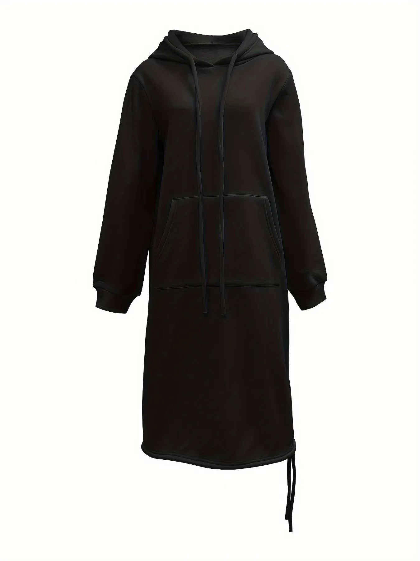 Damen Unifarben Langarm Frühling/Herbst Nahtverarbeitung Kleid Mit Kapuze Täglich Retro Maxikleid Hoodie-Kleid A-Linien-Kleid
