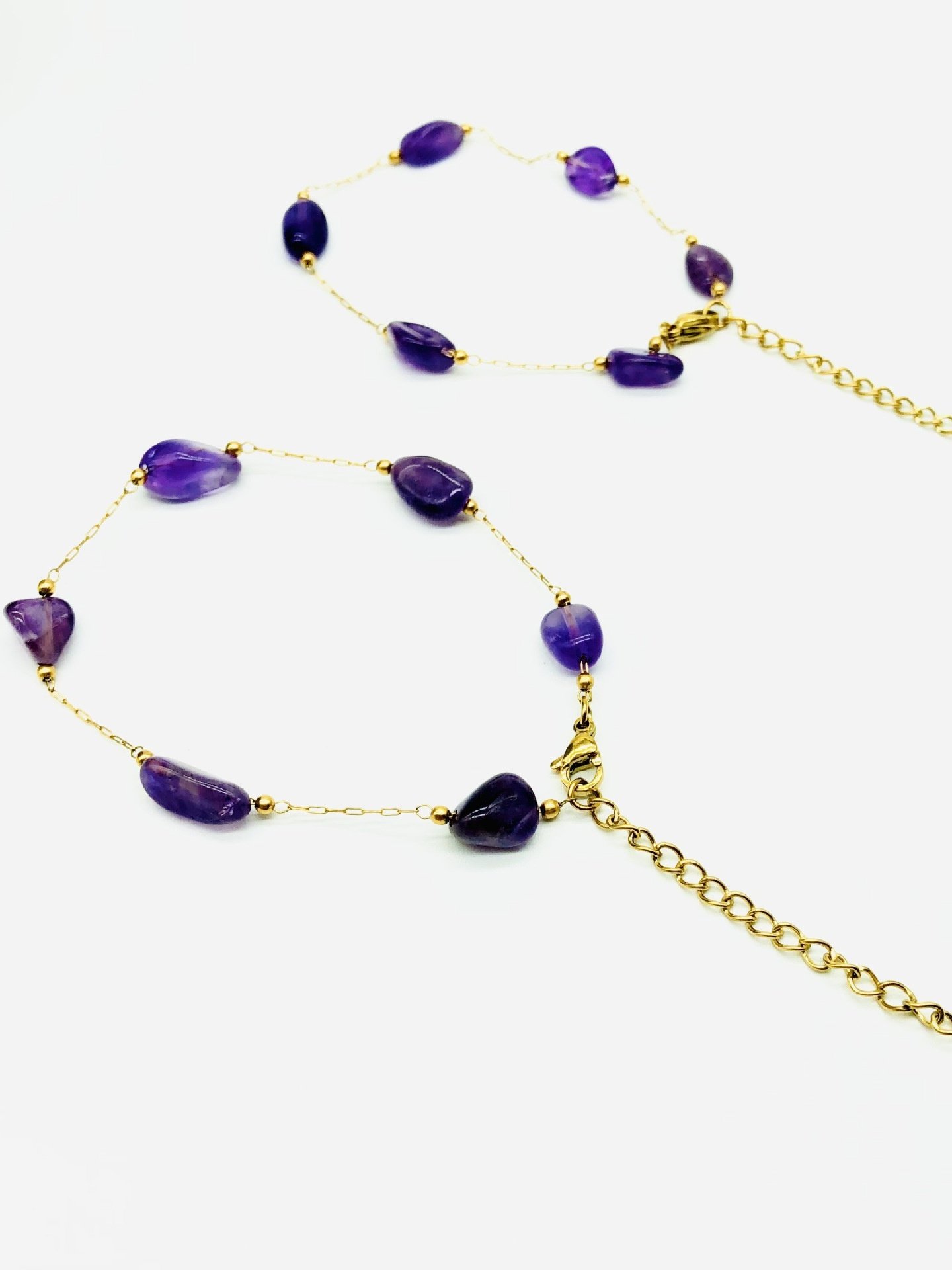 Amethyst modisch Temperament Täglich Pendeln Einfach Vielseitig Armband Schlüsselbein Kette Pullover Kette
