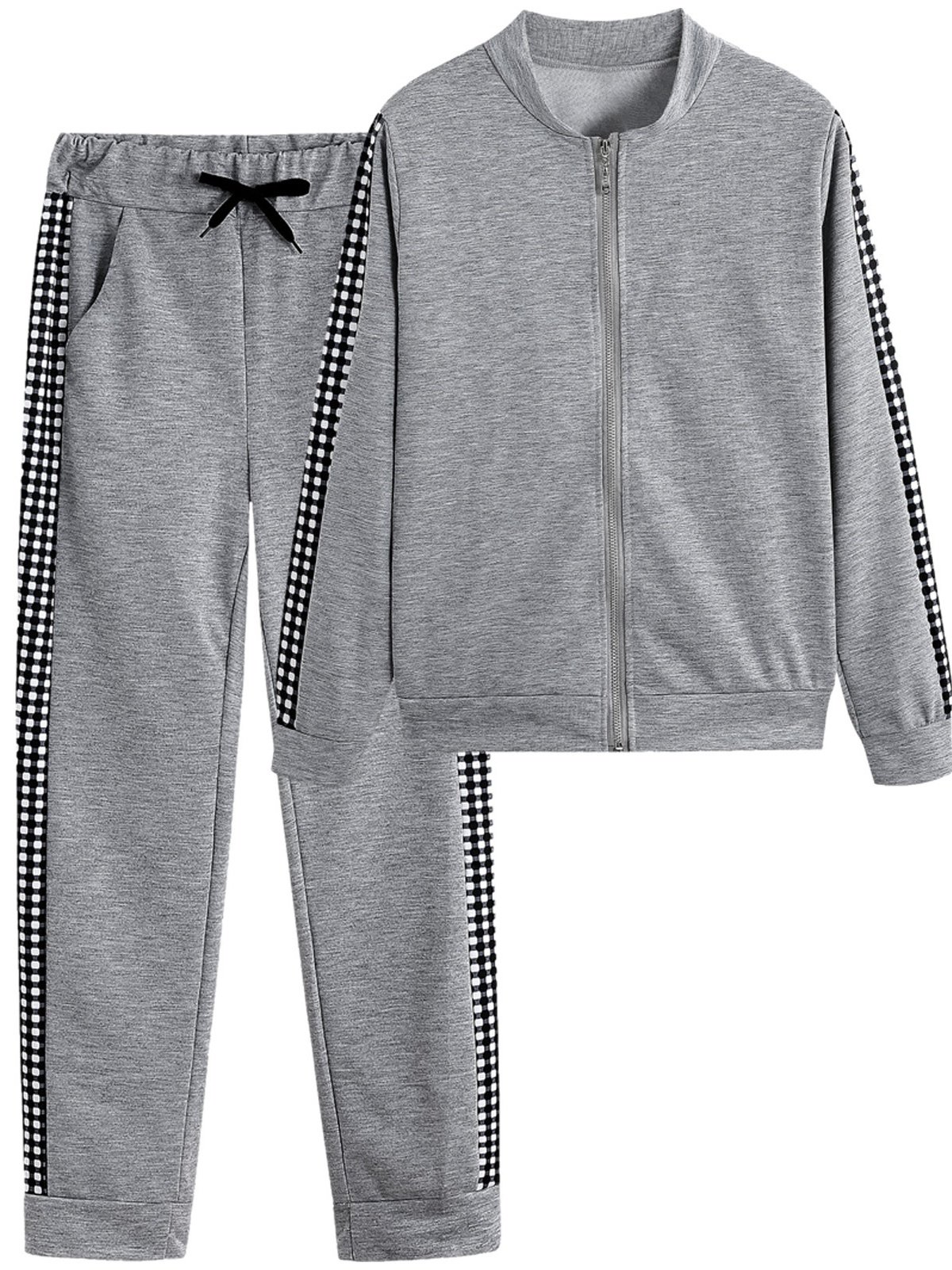 Damen Geometrisch Nahtverarbeitung Zweiteiliges Set Täglich Langarm Lässig Frühling/Herbst Bluse mit Hose Matching Set
