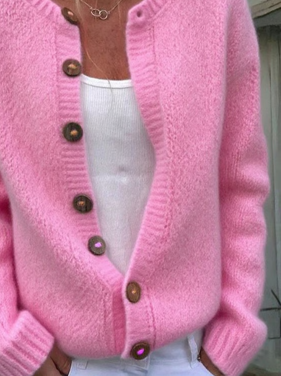 Damen Unifarben Lässig Frühling/Herbst Print Strickjacke