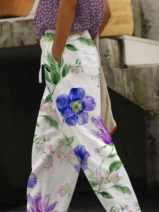 Damen Geblümt Lang Hose Lässig Frühling/Herbst Hose
