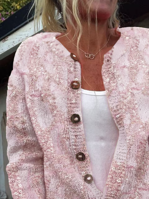 Damen Abstrakt Lässig Frühling/Herbst Print Strickjacke