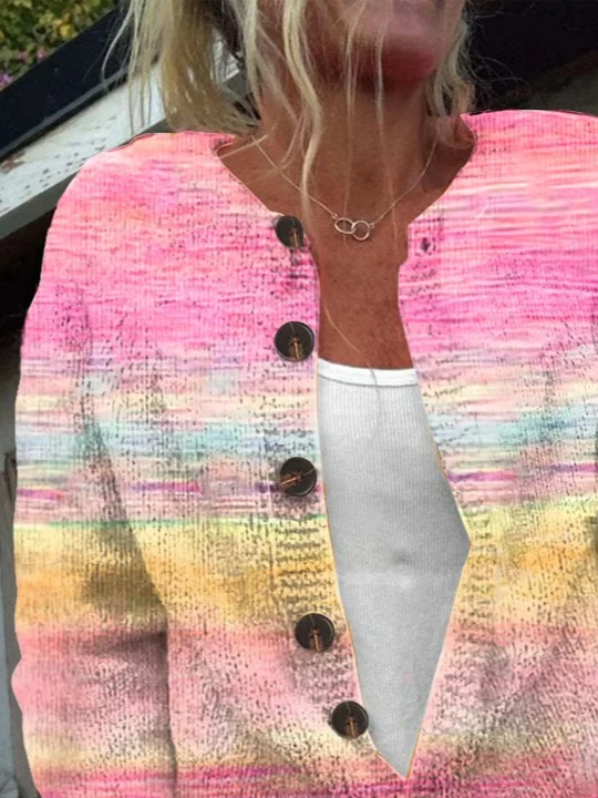 Damen Abstrakt Lässig Frühling/Herbst Print Strickjacke