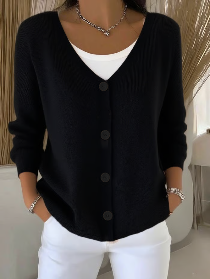 Damen Unifarben Lässig Frühling/Herbst Strickjacke