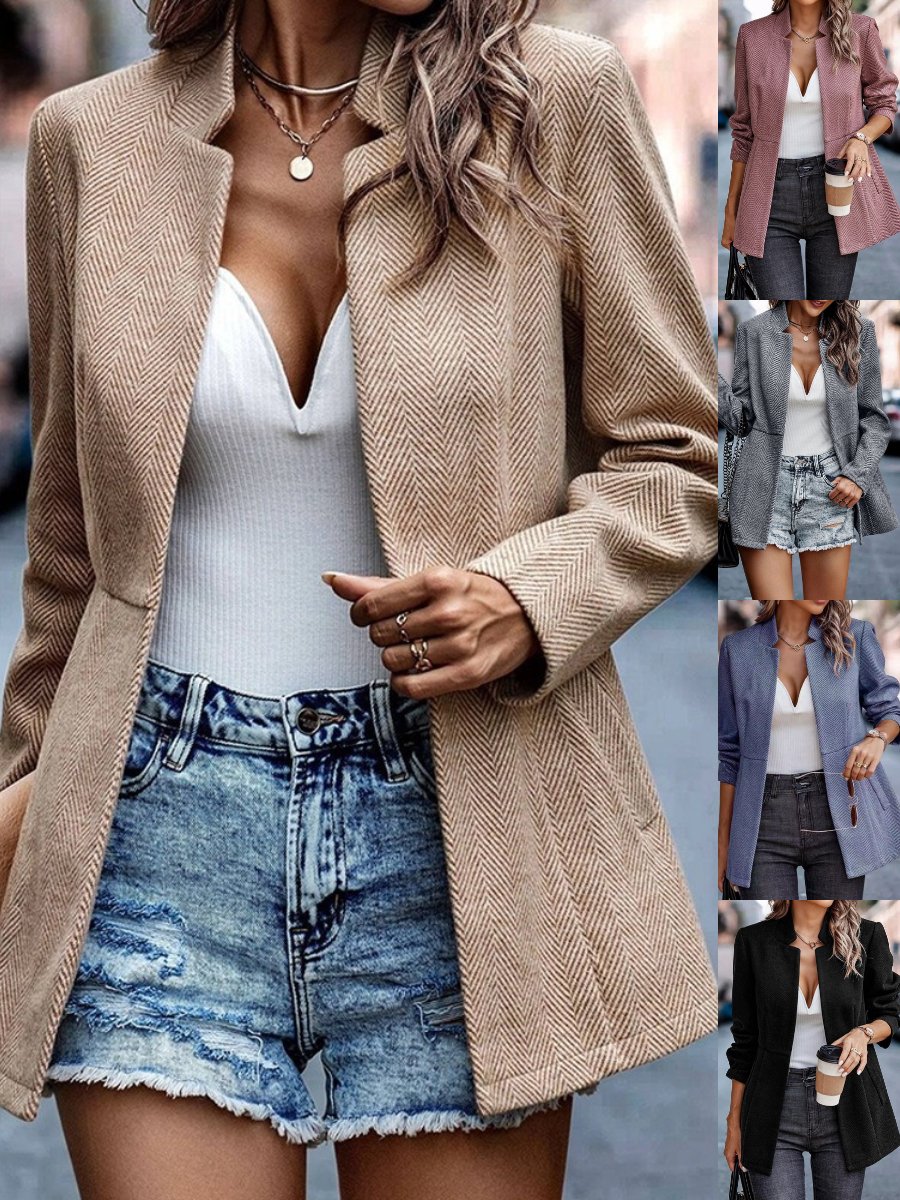 Damen Frühling/Herbst Oberbekleidung Lässig Nahtverarbeitung Geometrisch Langarm Schalkragen Jacke