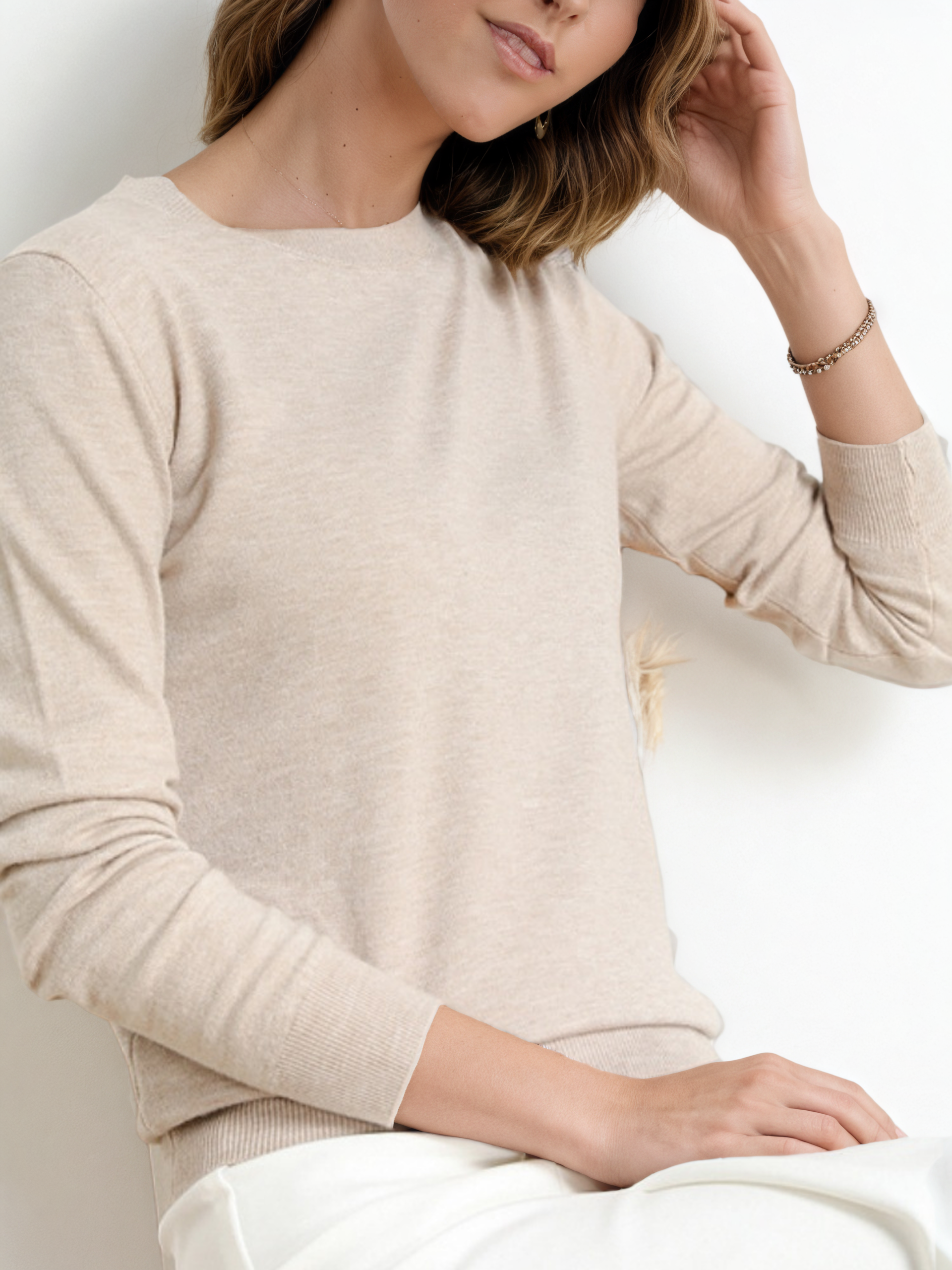 Damen Unifarben Nahtverarbeitung Frühling/Herbst Straße Langarm Rundhals Pullover