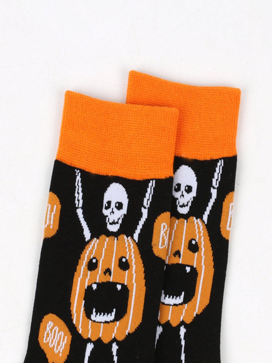 Halloween Große Größen Baumwolle Socken Herbst und Winter Neu Hexe Kürbis Schloss Mittelrohr Socken