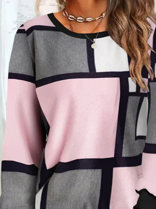 Damen Abstrakt Rundhals Print Lässig Frühling/Herbst Langarm Sweatshirt