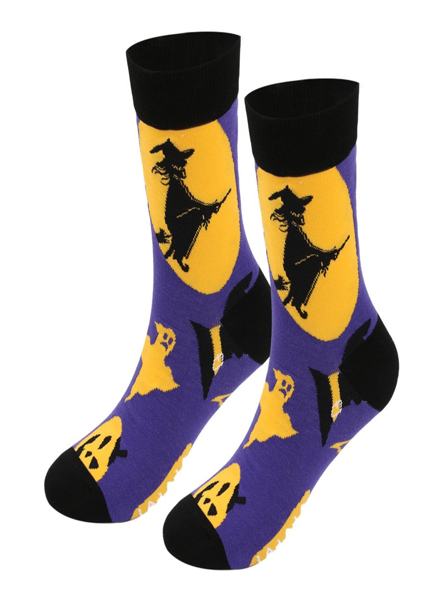 Halloween Große Größen Baumwolle Socken Herbst und Winter Neu Hexe Kürbis Schloss Mittelrohr Socken