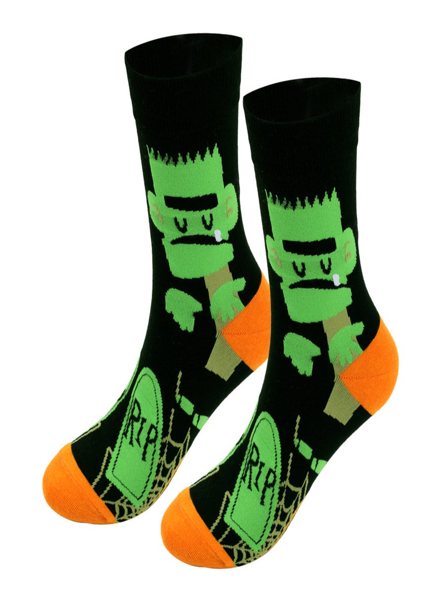 Halloween Große Größen Baumwolle Socken Herbst und Winter Neu Hexe Kürbis Schloss Mittelrohr Socken