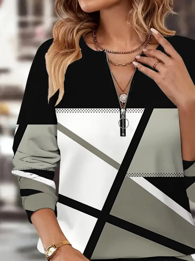 Damen Abstrakt Rundhals Print Lässig Frühling/Herbst Langarm Sweatshirt