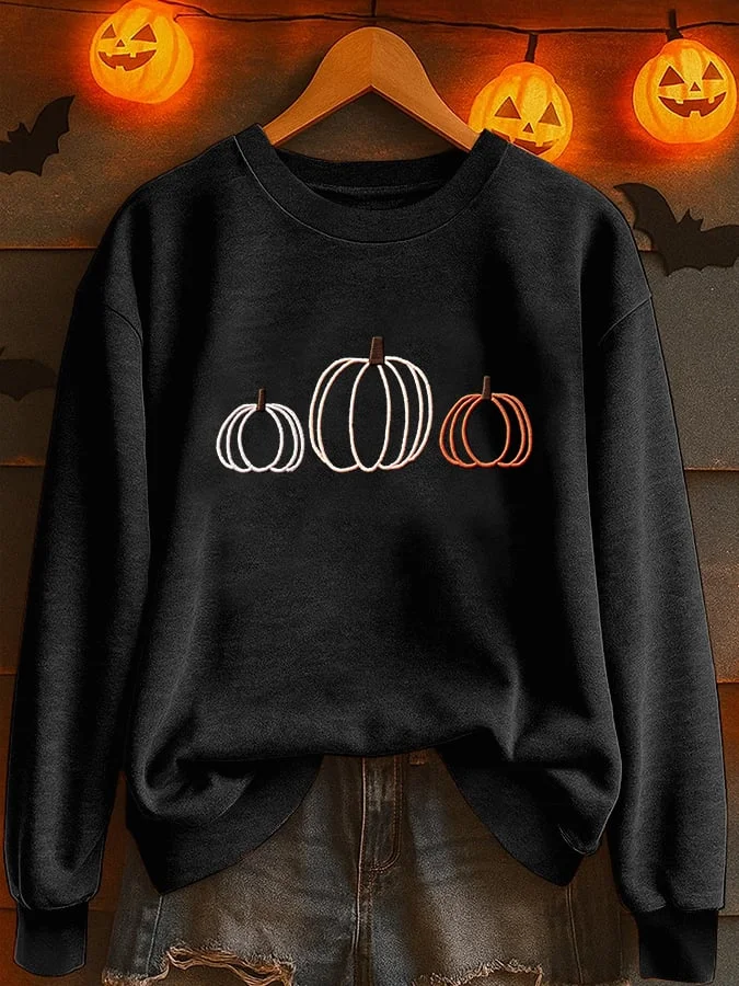 Damen Halloween (Kürbis) Rundhals Print Lässig Frühling/Herbst Langarm Sweatshirt