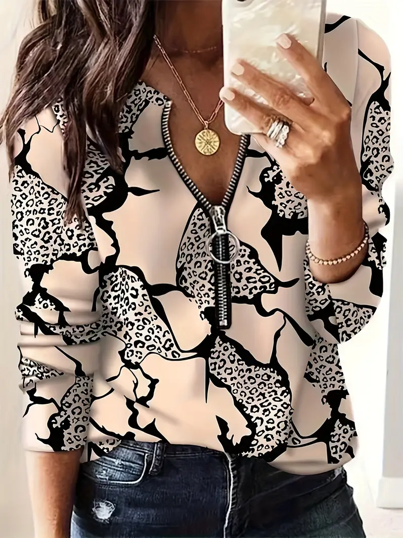 Damen Abstrakt Rundhals Print Lässig Frühling/Herbst Langarm Sweatshirt