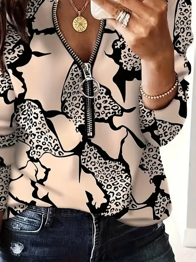 Damen Abstrakt Rundhals Print Lässig Frühling/Herbst Langarm Sweatshirt