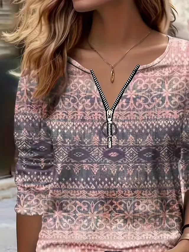 Damen Ethnisch Rundhals Print Lässig Frühling/Herbst Langarm Sweatshirt