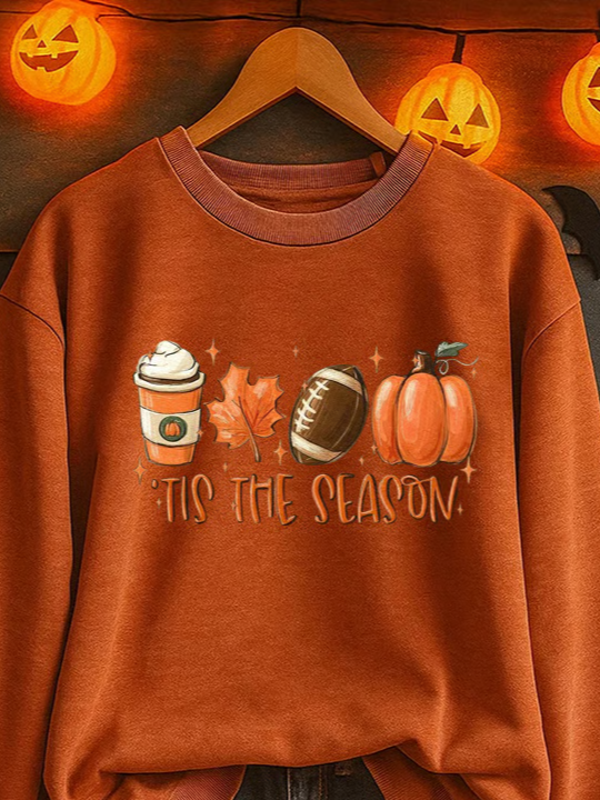 Damen Ahornblatt Rundhals Print Lässig Frühling/Herbst Langarm Sweatshirt