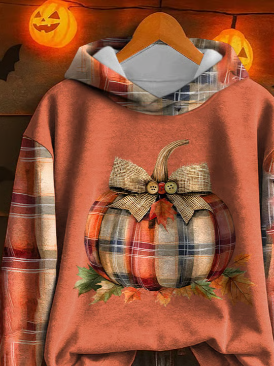 Damen Ahornblatt Frühling/Herbst Print Langarm Lässig Täglich Kapuze