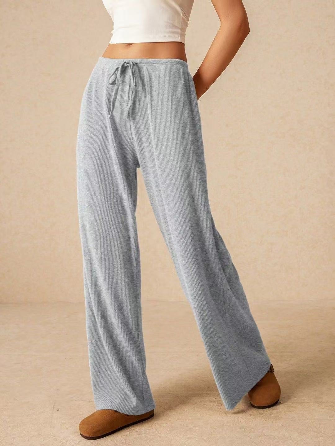 Damen Unifarben Lang Elastische Taille Hose Lässig Frühling/Herbst Hose